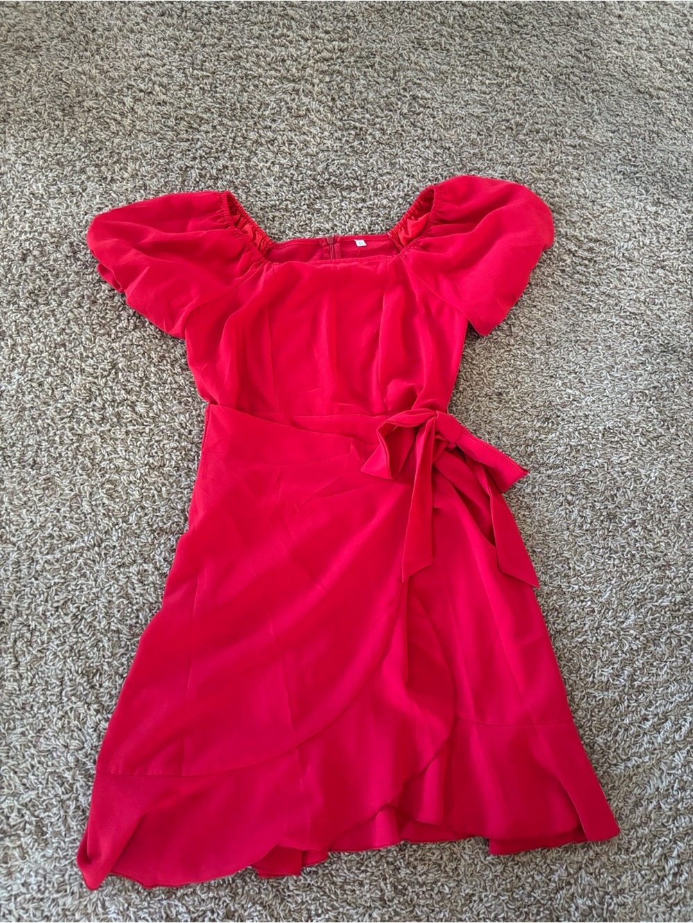Worn Once Sampeel Square Neck Puff Sleeve Tie Waist Short Summer Dress